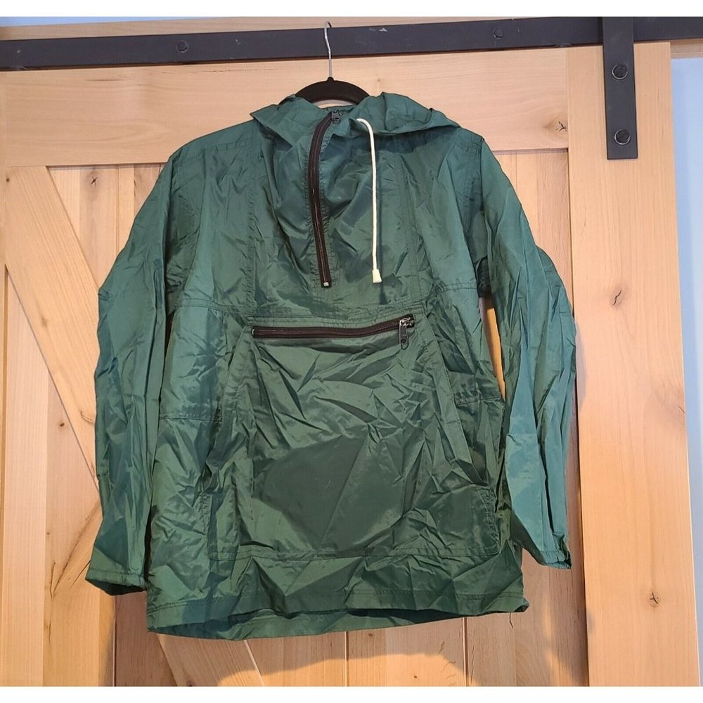 Vintage Skitique Womens Small Green Windbreaker Hooded Jacket Kangaroo Pocket